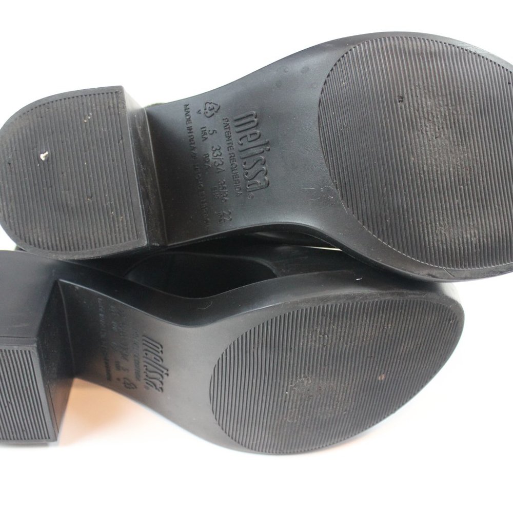 Melissa Black Dance Peep Toe Elastic Ankle Booties PVC Womens Shoe Size 5 - Picture 7 of 10